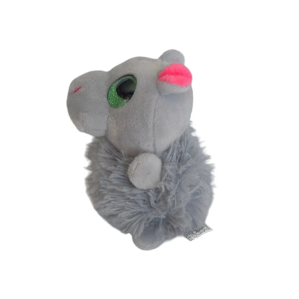 Fiesta Pom Pals 4.5” Plush Gray Beanie Ricky Hippo Big Green Eyes‎ Stuffed Toy